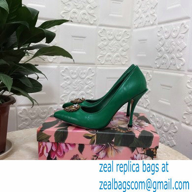 Dolce  &  Gabbana Heel 10.5cm Quilted Leather Devotion Pumps Green 2021